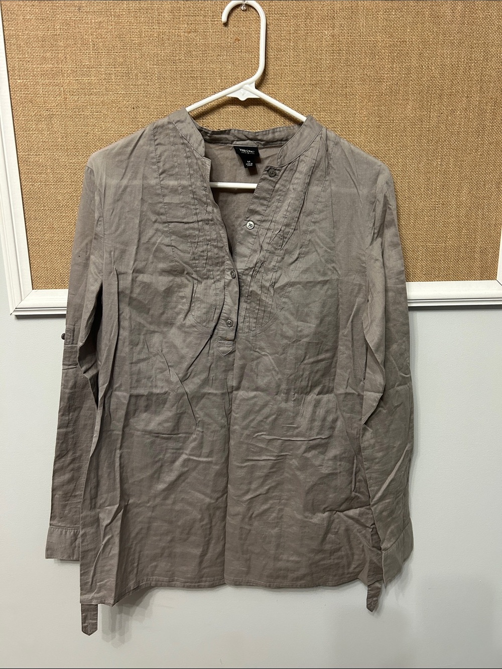 Mossimo Supply Co. Taupe Long-Sleeve Henley Tunic